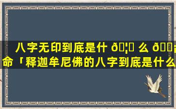 八字无印到底是什 🦆 么 🐡 命「释迦牟尼佛的八字到底是什么」